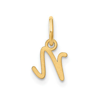 10K Yellow Gold Upper case Letter N Initial Charm