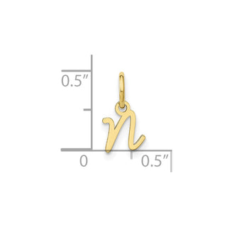 10K Yellow Gold Upper case Letter N Initial Charm