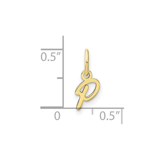 10K Yellow Gold Upper case Letter P Initial Charm