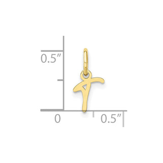 10K Yellow Gold Upper case Letter T Initial Charm