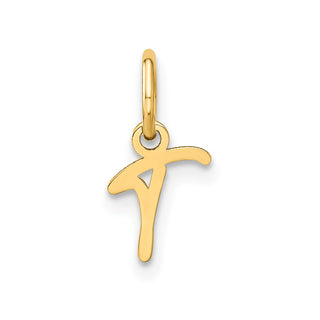 10K Yellow Gold Upper case Letter T Initial Charm