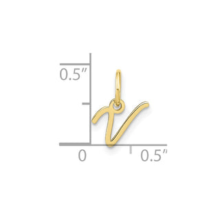 10K Yellow Gold Upper case Letter V Initial Charm