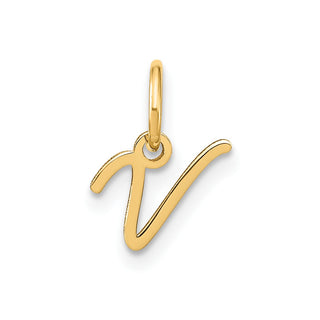 10K Yellow Gold Upper case Letter V Initial Charm