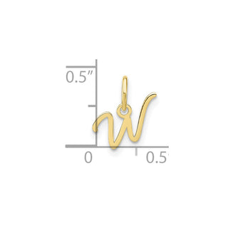 10K Yellow Gold Upper case Letter W Initial Charm