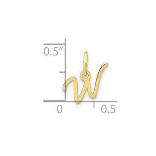 10K Yellow Gold Upper case Letter W Initial Charm