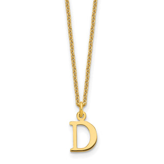 18" 10K Yellow Gold Cutout Letter D Initial Necklace