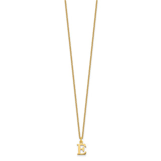 18" 10K Yellow Gold Cutout Letter E Initial Necklace