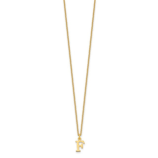 18" 10K Yellow Gold Cutout Letter F Initial Necklace