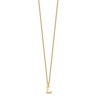 18" 10K Yellow Gold Cutout Letter L Initial Necklace