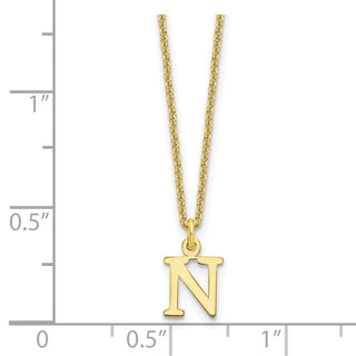 18" 10K Yellow Gold Cutout Letter N Initial Necklace