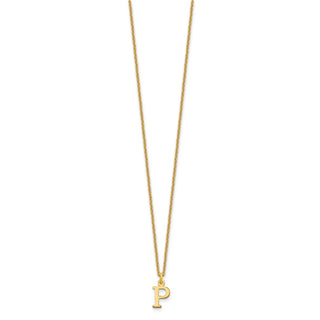 18" 10K Yellow Gold Cutout Letter P Initial Necklace