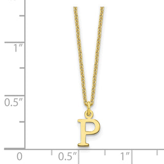 18" 10K Yellow Gold Cutout Letter P Initial Necklace