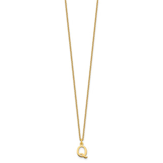 18" 10K Yellow Gold Cutout Letter Q Initial Necklace