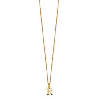 18" 10K Yellow Gold Cutout Letter R Initial Necklace