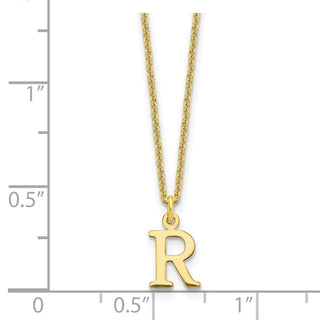 18" 10K Yellow Gold Cutout Letter R Initial Necklace