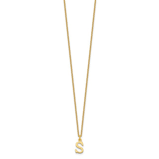18" 10K Yellow Gold Cutout Letter S Initial Necklace