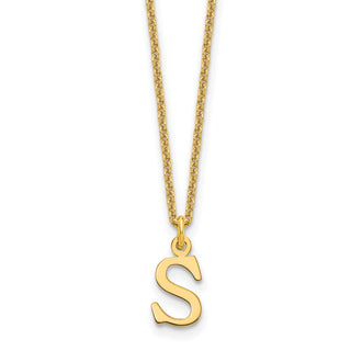 18" 10K Yellow Gold Cutout Letter S Initial Necklace