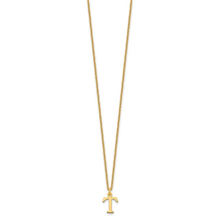 18" 10K Yellow Gold Cutout Letter T Initial Necklace