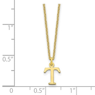 18" 10K Yellow Gold Cutout Letter T Initial Necklace