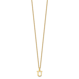 18" 10K Yellow Gold Cutout Letter U Initial Necklace