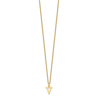 18" 10K Yellow Gold Cutout Letter V Initial Necklace
