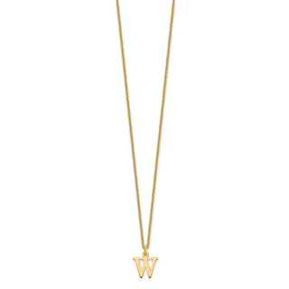 18" 10K Yellow Gold Cutout Letter W Initial Necklace