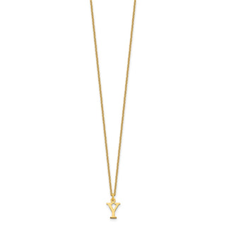 18" 10K Yellow Gold Cutout Letter Y Initial Necklace