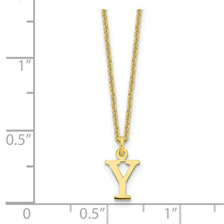 18" 10K Yellow Gold Cutout Letter Y Initial Necklace