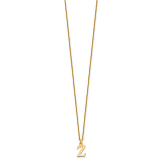 18" 10K Yellow Gold Cutout Letter Z Initial Necklace