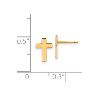 10k Yellow Gold 8.5mm Classic Polished Cross Stud Earrings