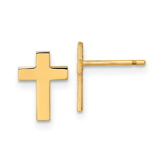 10k Yellow Gold 8.5mm Classic Polished Cross Stud Earrings