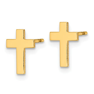 10k Yellow Gold 10mm Polished Cross Stud Earrings