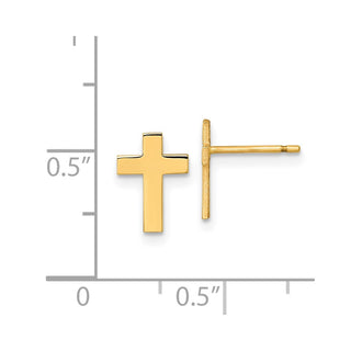 10k Yellow Gold 10mm Polished Cross Stud Earrings