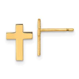 10k Yellow Gold 10mm Polished Cross Stud Earrings