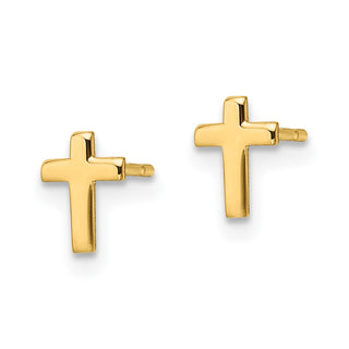 10k Yellow Gold 6.5mm Polished Cross Stud Earrings