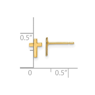 10k Yellow Gold 6.5mm Polished Cross Stud Earrings