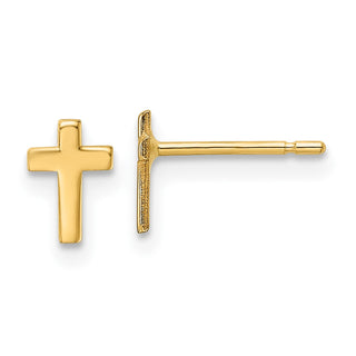 10k Yellow Gold 6.5mm Polished Cross Stud Earrings
