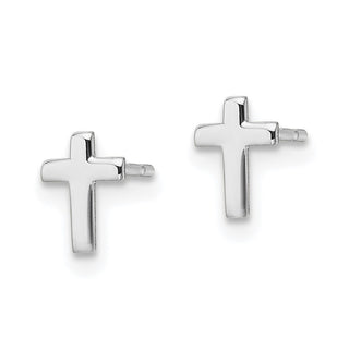 10k White Gold 6.5mm Polished Cross Stud Earrings