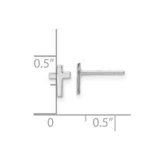 10k White Gold 6.5mm Polished Cross Stud Earrings