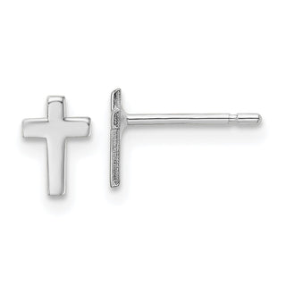 10k White Gold 6.5mm Polished Cross Stud Earrings