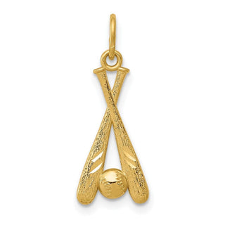 10K Yellow Gold Baseball Bats & Ball Pendant