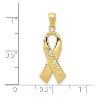 10K Yellow Gold Polished Survivor Ribbon Pendant