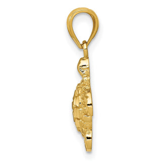 10K Yellow Gold Polished & Textured Small DC Turtle Pendant