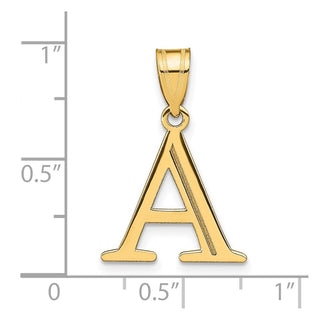 10K Yellow Gold Polished Etched Letter A Initial Pendant