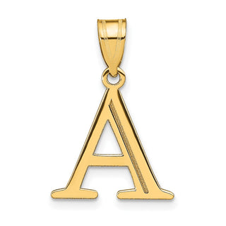 10K Yellow Gold Polished Etched Letter A Initial Pendant