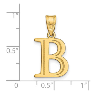10K Yellow Gold Polished Etched Letter B Initial Pendant