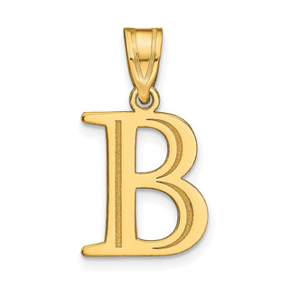 10K Yellow Gold Polished Etched Letter B Initial Pendant