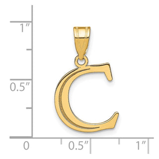 10K Yellow Gold Polished Etched Letter C Initial Pendant