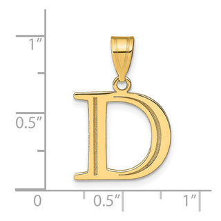 10K Yellow Gold Polished Etched Letter D Initial Pendant