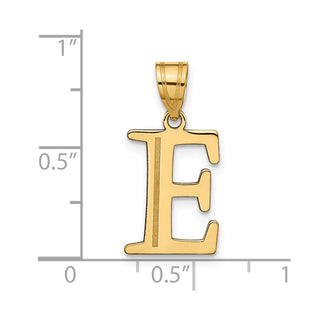 10K Yellow Gold Polished Etched Letter E Initial Pendant